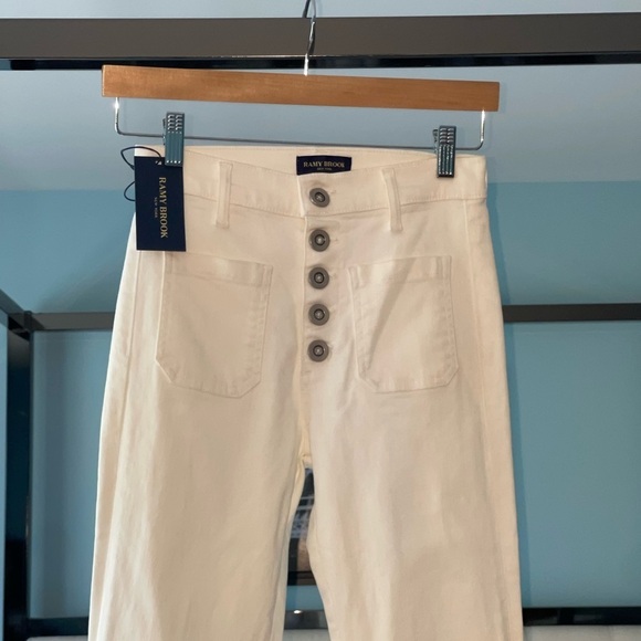 NEW RAMY BROOK Cindy High Rise Flare Jeans In White Disco Hippie Bell Bottom 26 - Picture 9 of 13